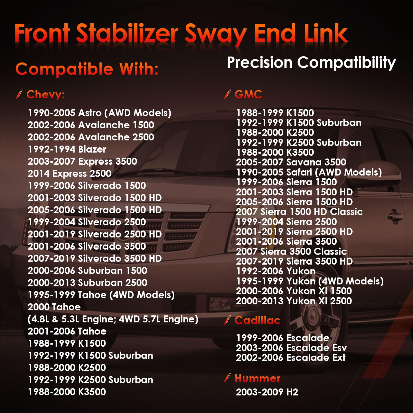 ATRACYPART K80631 Chevy Silverado front-end link improves ride control