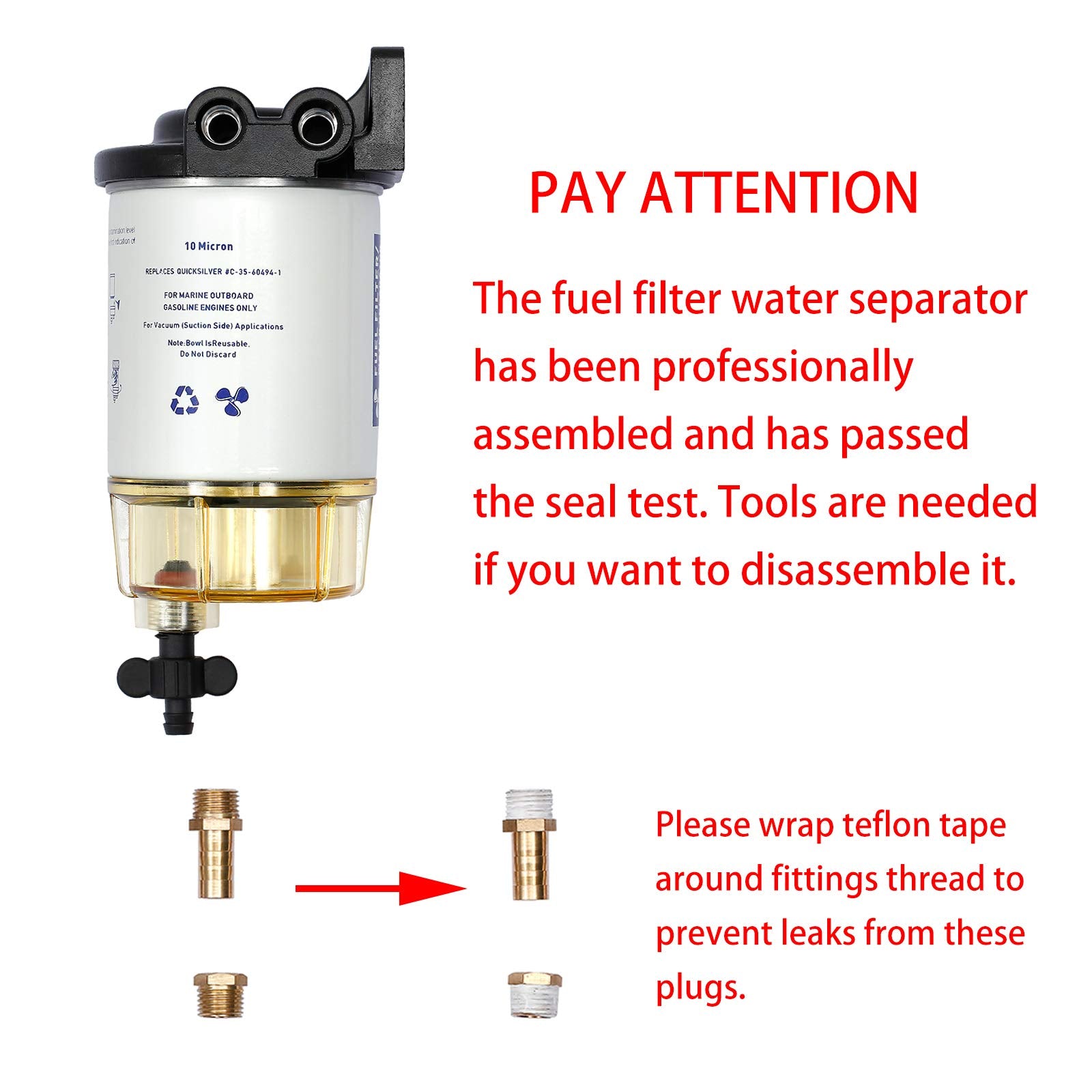 ATRACYPART Mercury-compatible filter with 3/8 barb and 1/4 NPT connections supports reliable fuel flow.