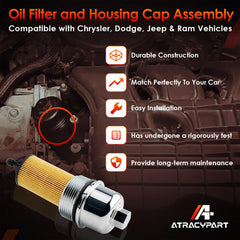 ATRACYPART oil filter cap close-up highlighting precise threading for easy fit.