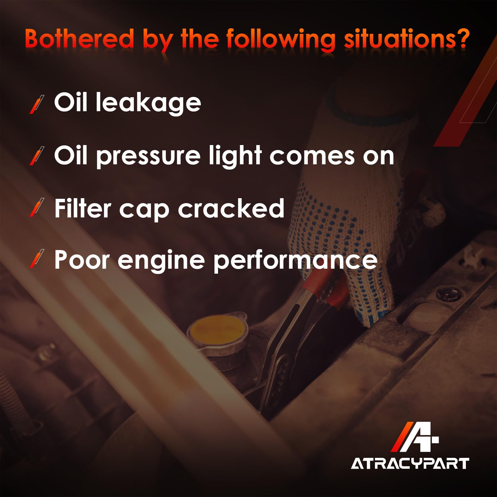ATRACYPART oil filter cap closeup highlights durable seal surfaces for long-lasting performance.