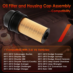 ATRACYPART oil filter cap compatibility highlights broad vehicle coverage for 2011–2013 Chrysler and Dodge models.