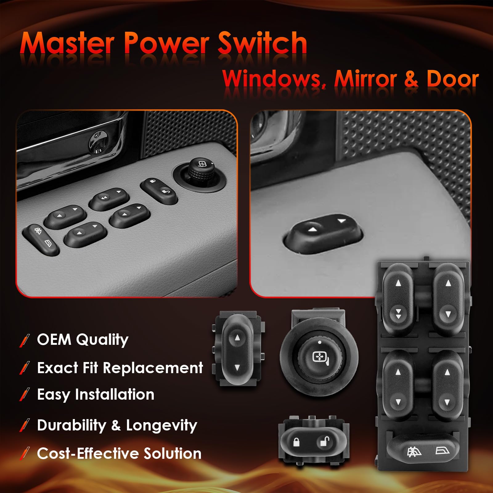 ATRACYPART passenger window switch interior view enabling easy rear-seat passenger comfort