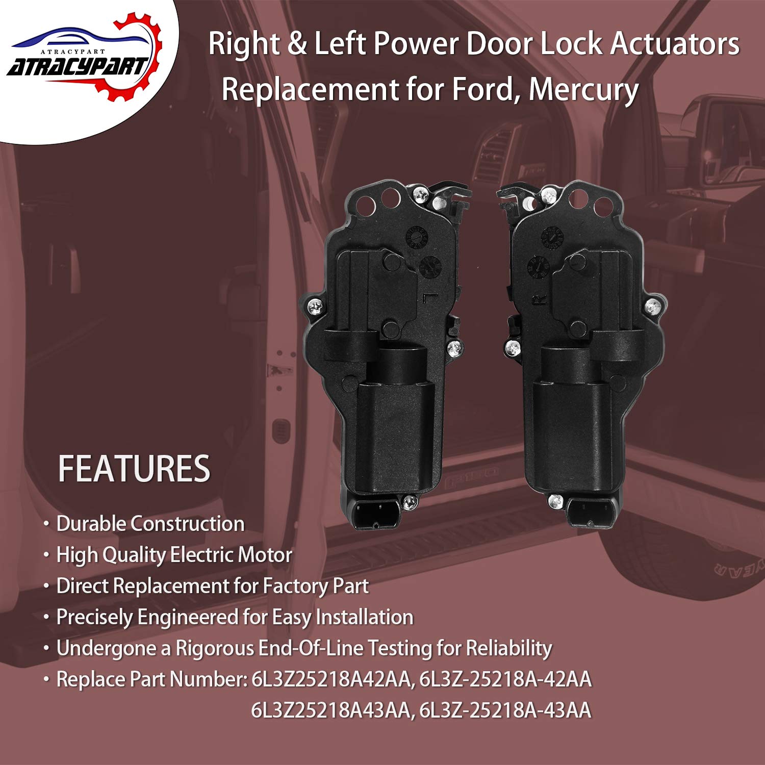 ATRACYPART power door lock actuator front right for Ford; smooth operation.