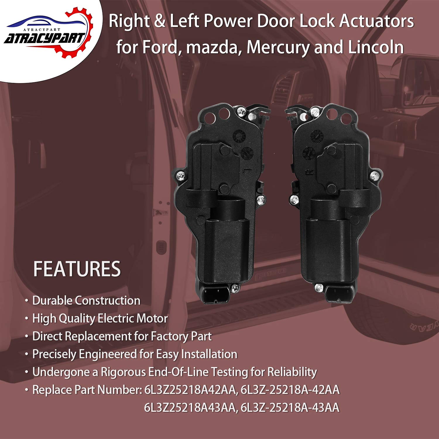 ATRACYPART right-side power door lock actuator front-view, provides smooth passenger door access.