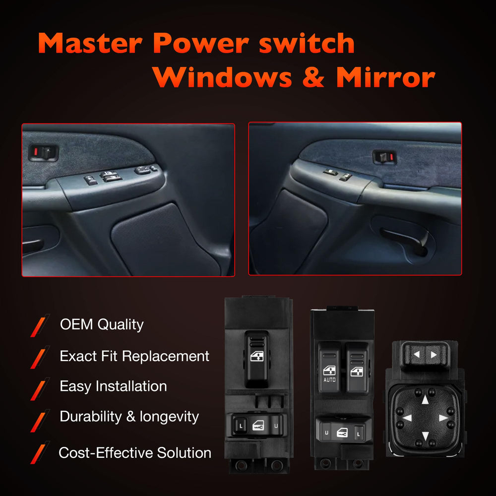 ATRACYPART power window switch passenger-side close-up, easy replacement for GMC Sierra.