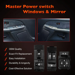 ATRACYPART power window switch passenger-side close-up, easy replacement for GMC Sierra.