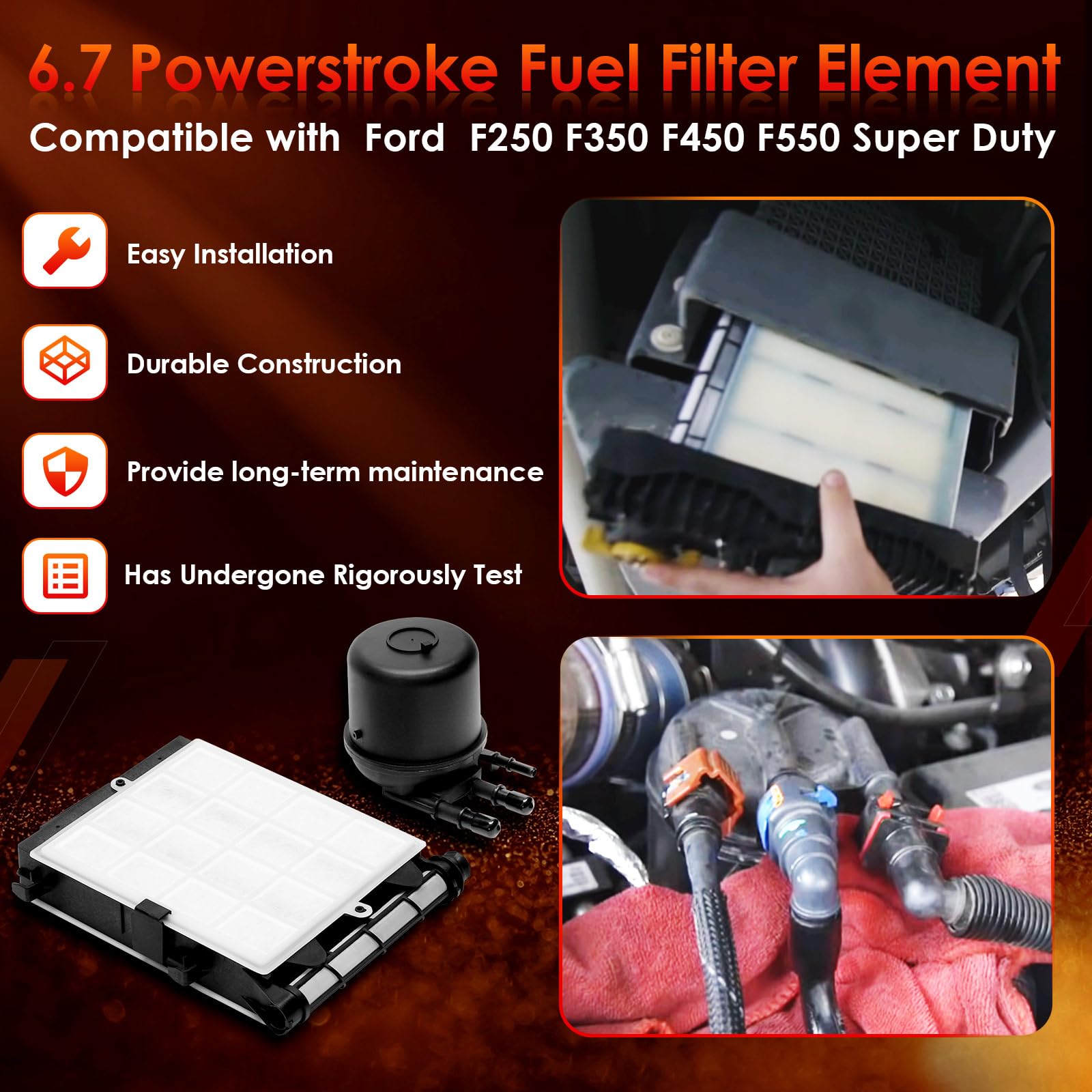 ATRACYPART Powerstroke filtration media detail highlighting premium filter material.