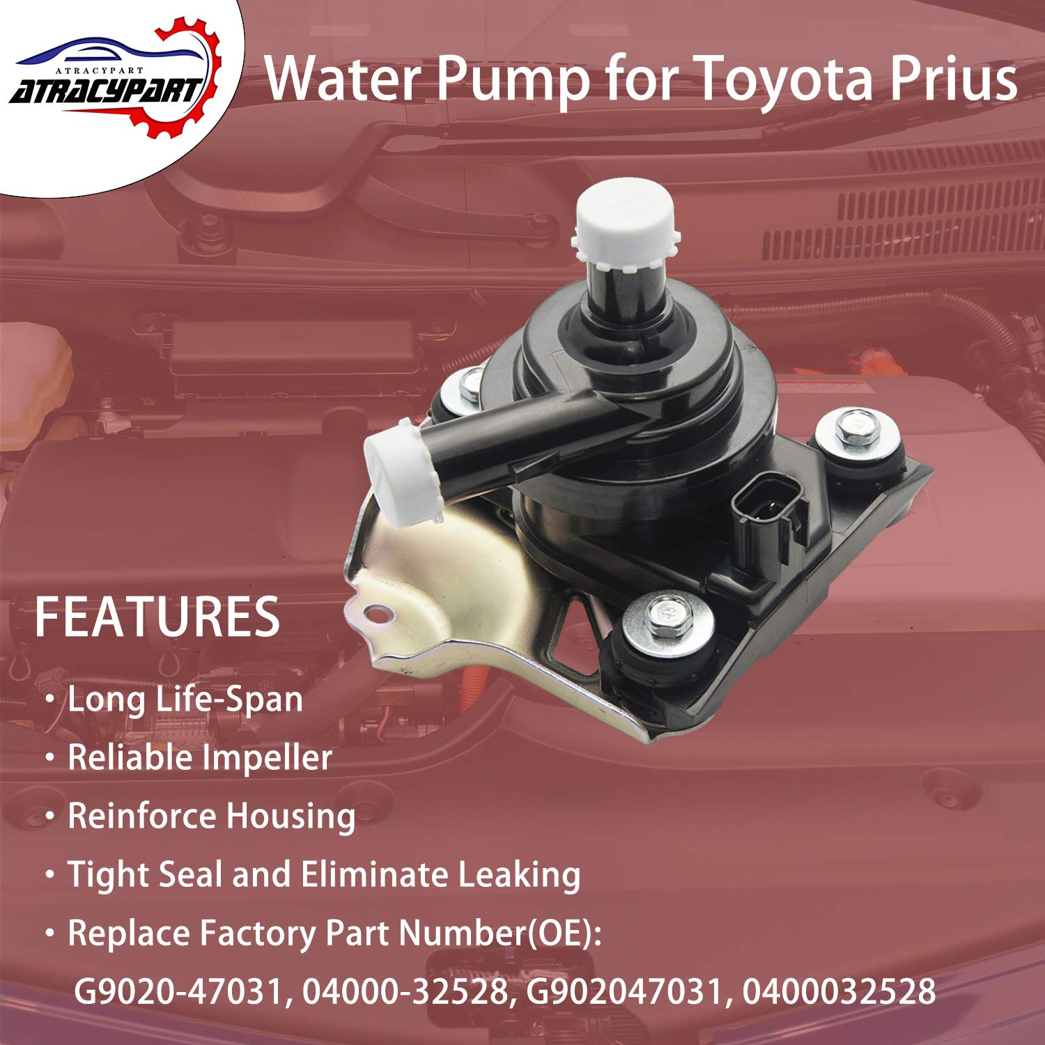ATRACYPART Prius inverter coolant pump rear view highlights strong sealing against leaks.