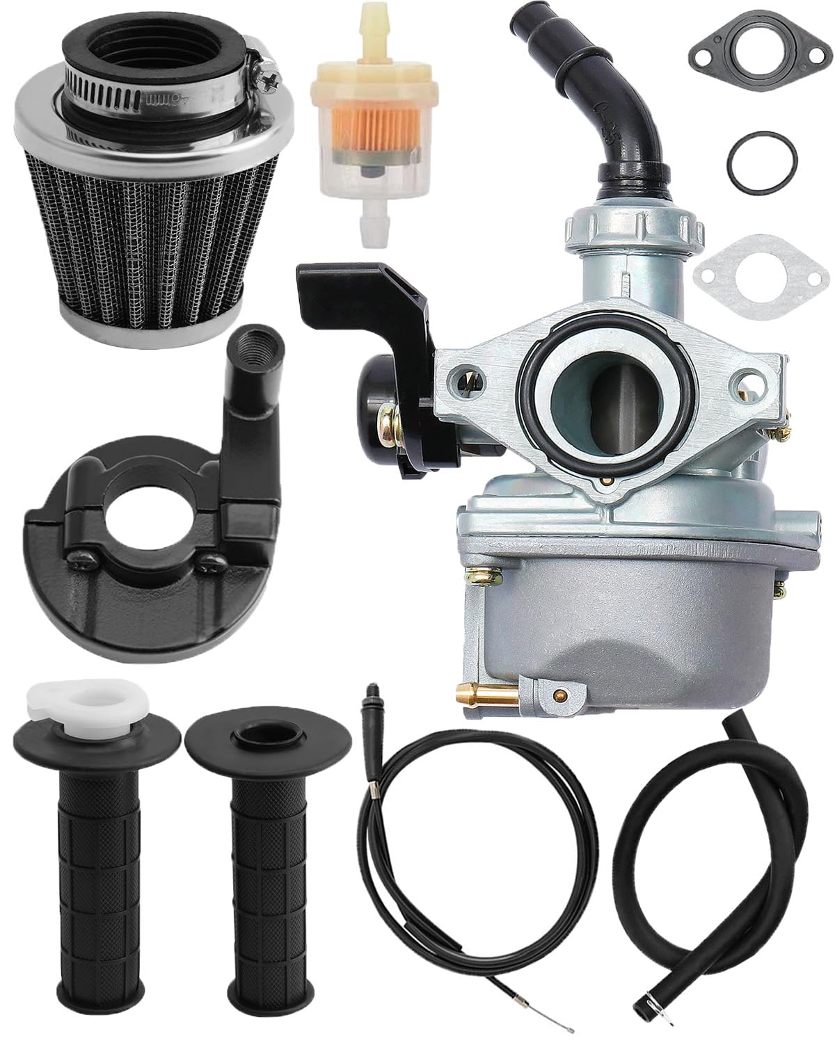 ATRACYPART PZ19 carburetor front view enhances compatibility with 50cc-125cc engines.