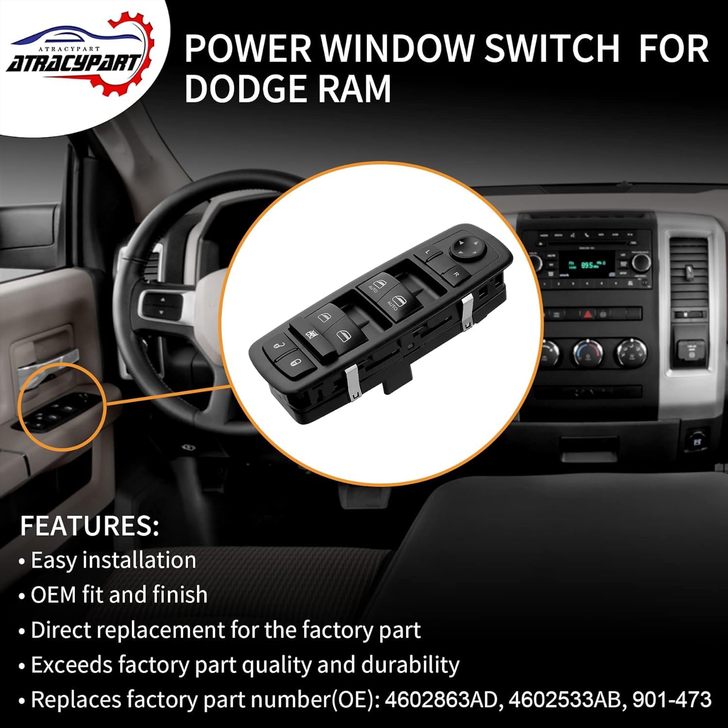 ATRACYPART ready-to-install panel view inside a Ram door area