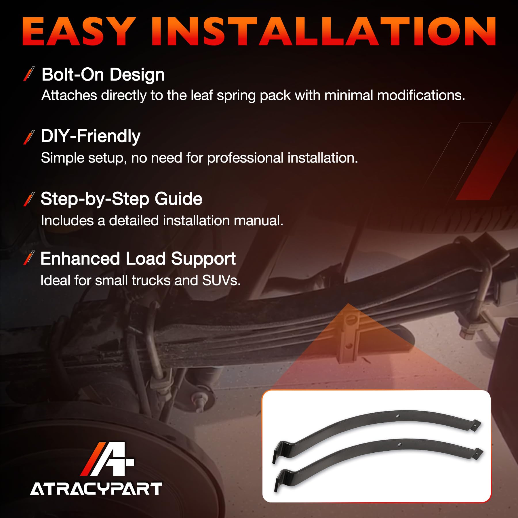 ATRACYPART rear suspension protection reducing stress on factory springs and shocks.