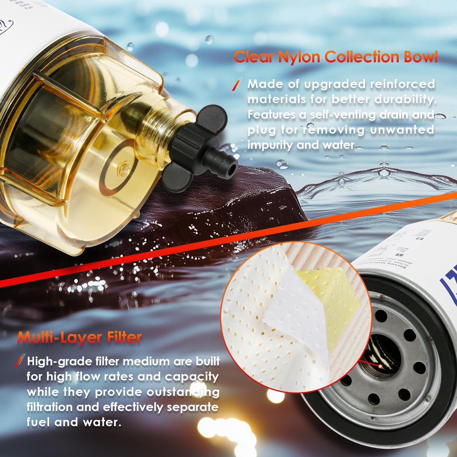 ATRACYPART S3227 universal fuel separator for various outboard applications