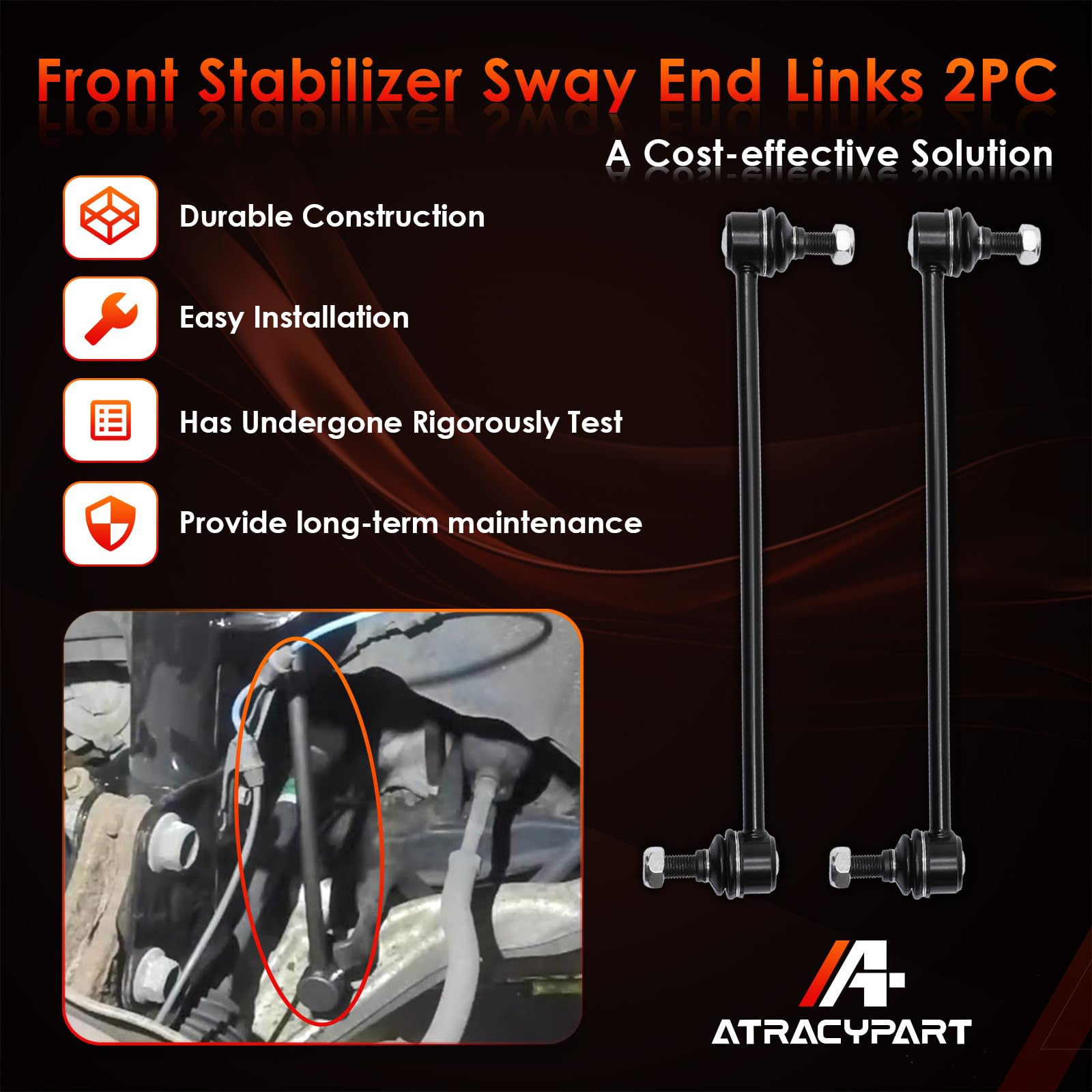 ATRACYPART Sway Bar End Link reduces clunking noises on rough surfaces.
