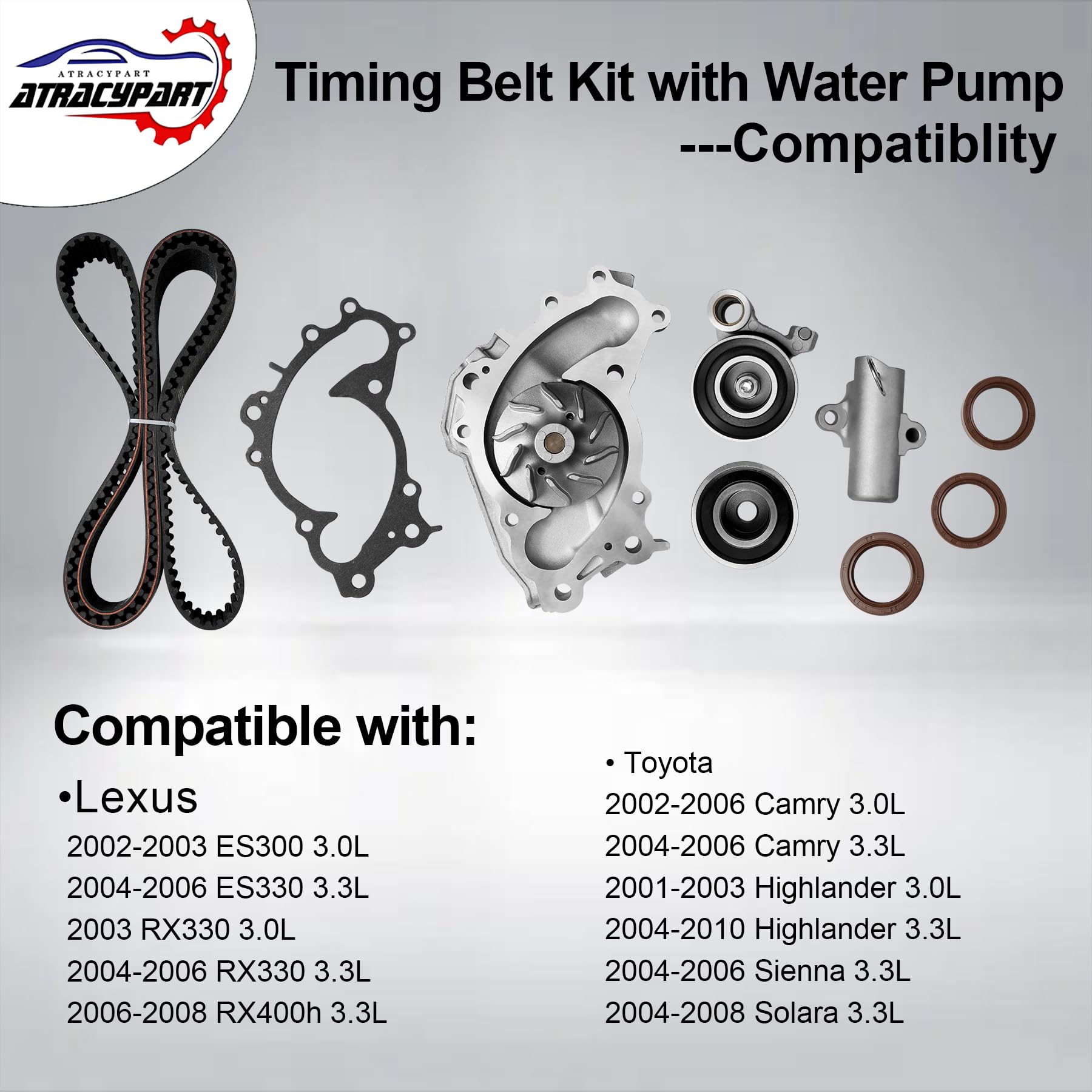 ATRACYPART timing belt kit water pump packaging ready for installation