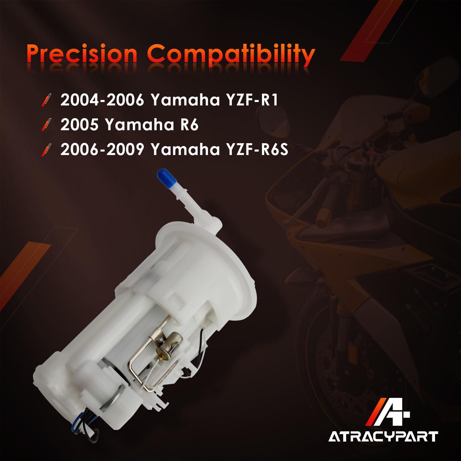 ATRACYPART Yamaha compatibility image highlights fitment with YZF-R1 and R6 models