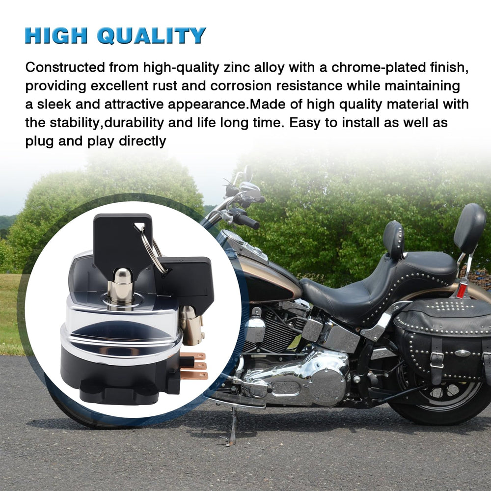 atsuch chrome-appearance ignition switch enhances bike styling and accessibility.