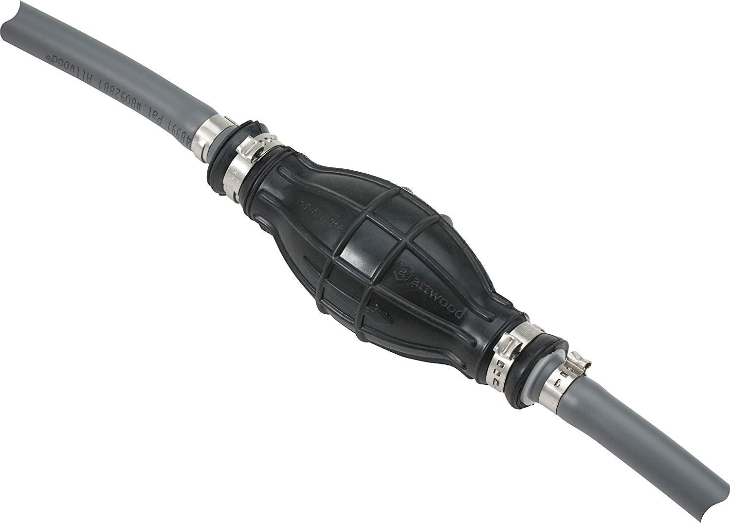 Attwood sprayless connector installed on line to prevent fuel spray.