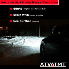6500K bright white glow from ATVATMT bulbs enhances nighttime visibility