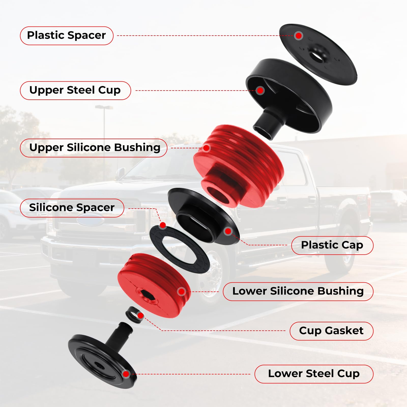 ATZTNUO red silicone mount bushings demonstrating durability