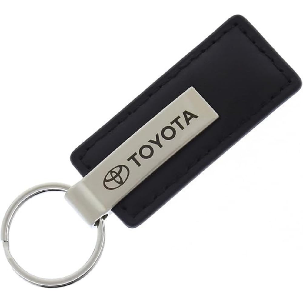 AU-TOMOTIVE GOLD rectangular leather keychain for Toyota, durable daily use.