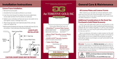 AU-TOMOTIVE GOLD display-only Jeep license frame showing precise 6.25 x 12.25 inches