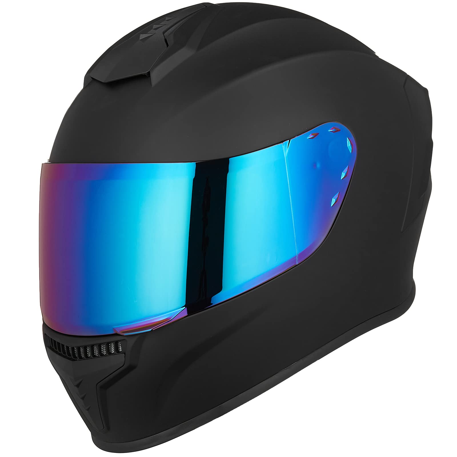 Auboa MD-813 matte black full-face helmet front view shows secure construction