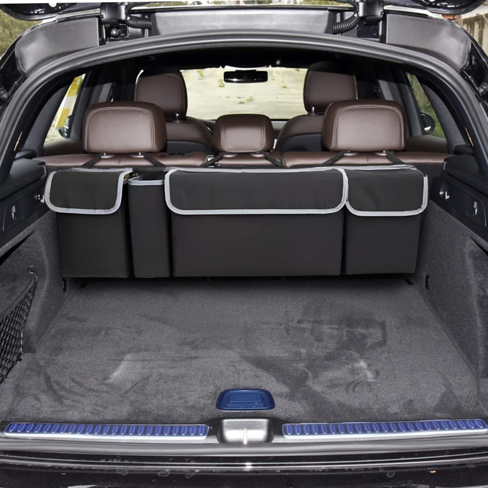 AUCELI trunk organizer installs quickly by hanging on the headrest