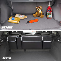 AUCELI four-pocket design for organized storage of toys, snacks, and car essentials