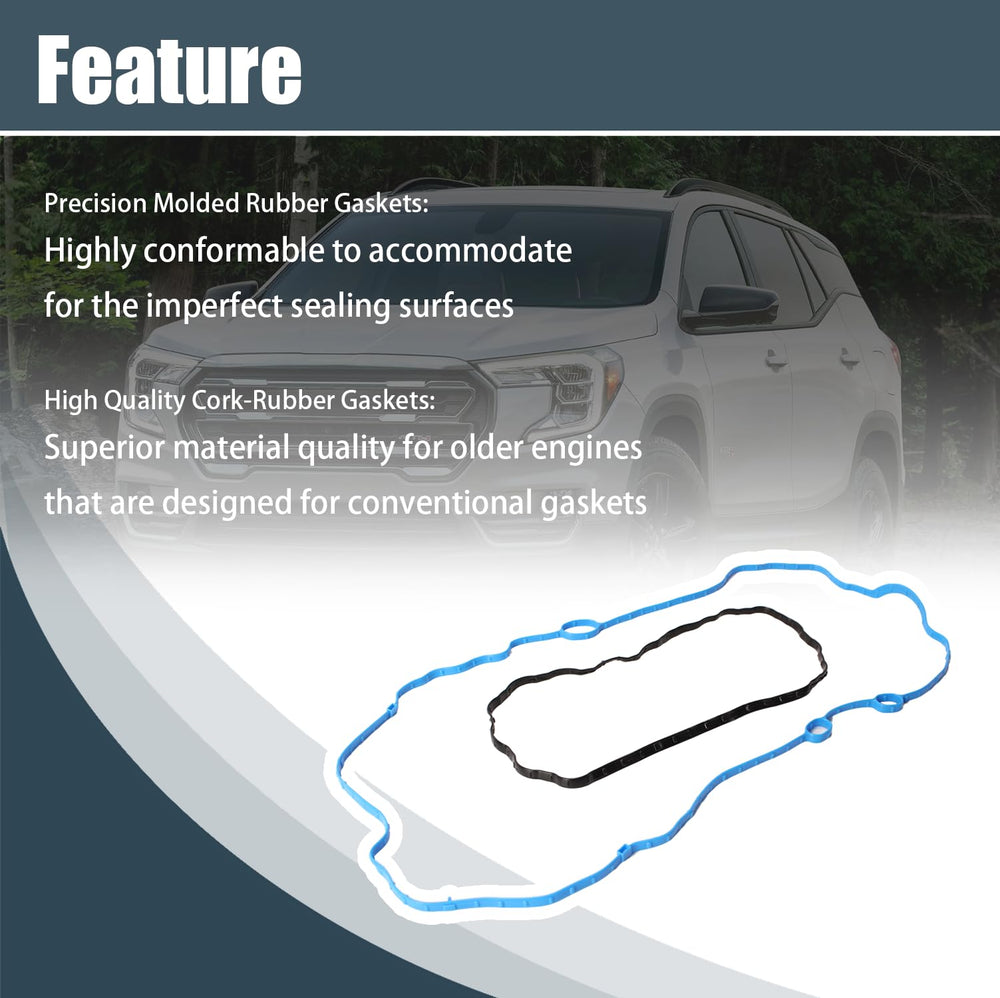 Auceramic package includes two gaskets for complete valve cover replacement.