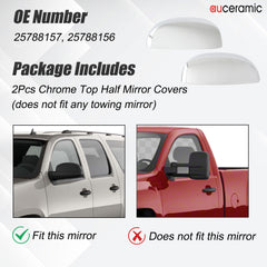 AUCERAMIC chrome top-half mirror cover for Silverado 2007-2014 boosts curb appeal.