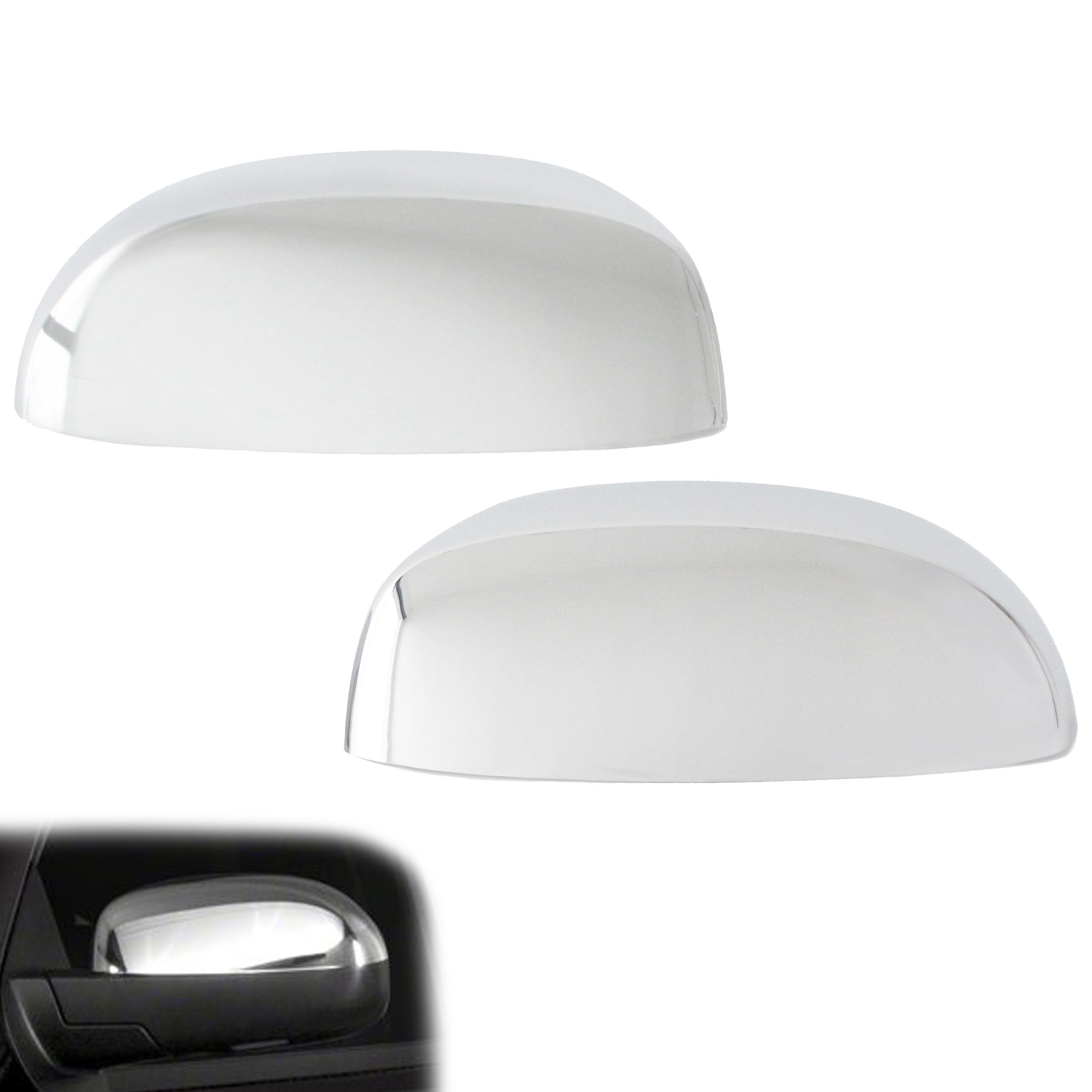 AUCERAMIC chrome top-half mirror cover pair enhances exterior style.
