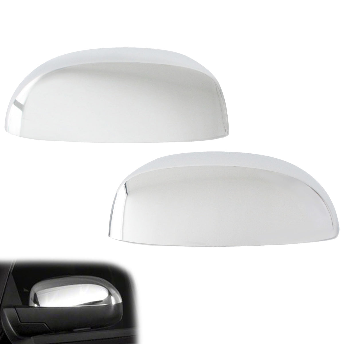 AUCERAMIC chrome top-half mirror cover pair enhances exterior style.