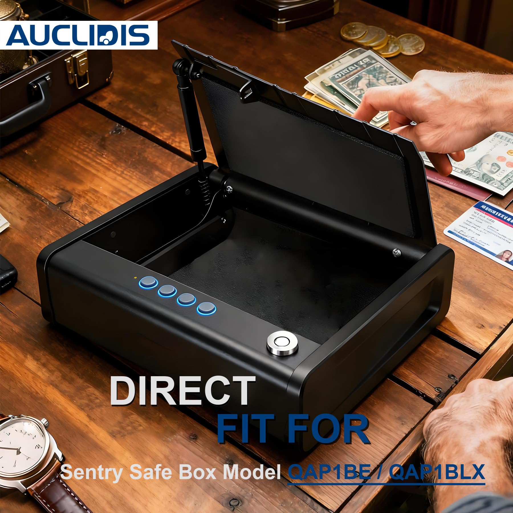 AUCLIDIS brand service guarantee badge highlights 18-month coverage.