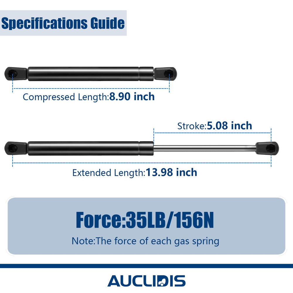 AUCLIDIS extended length view showing 13.98 inches of travel.