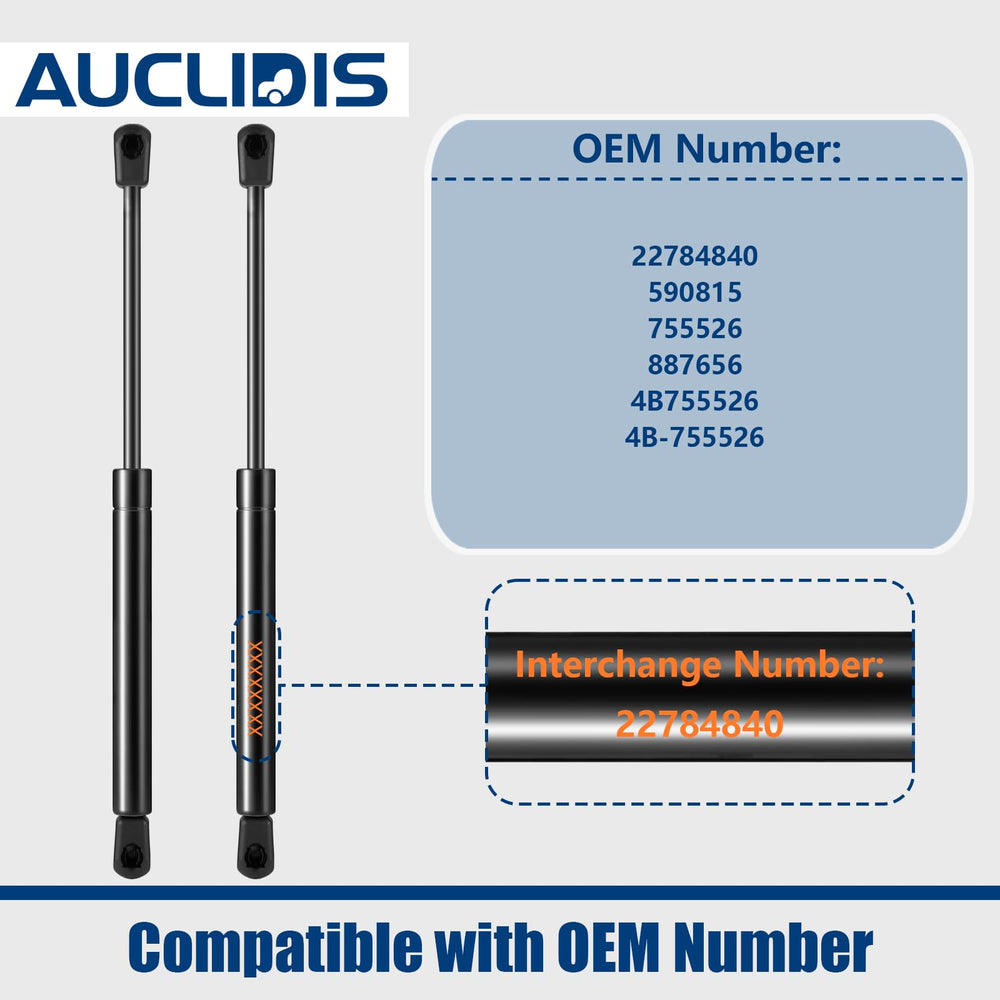 AUCLIDIS hood strut stroke 6.34 inches; smooth lift during hood opening