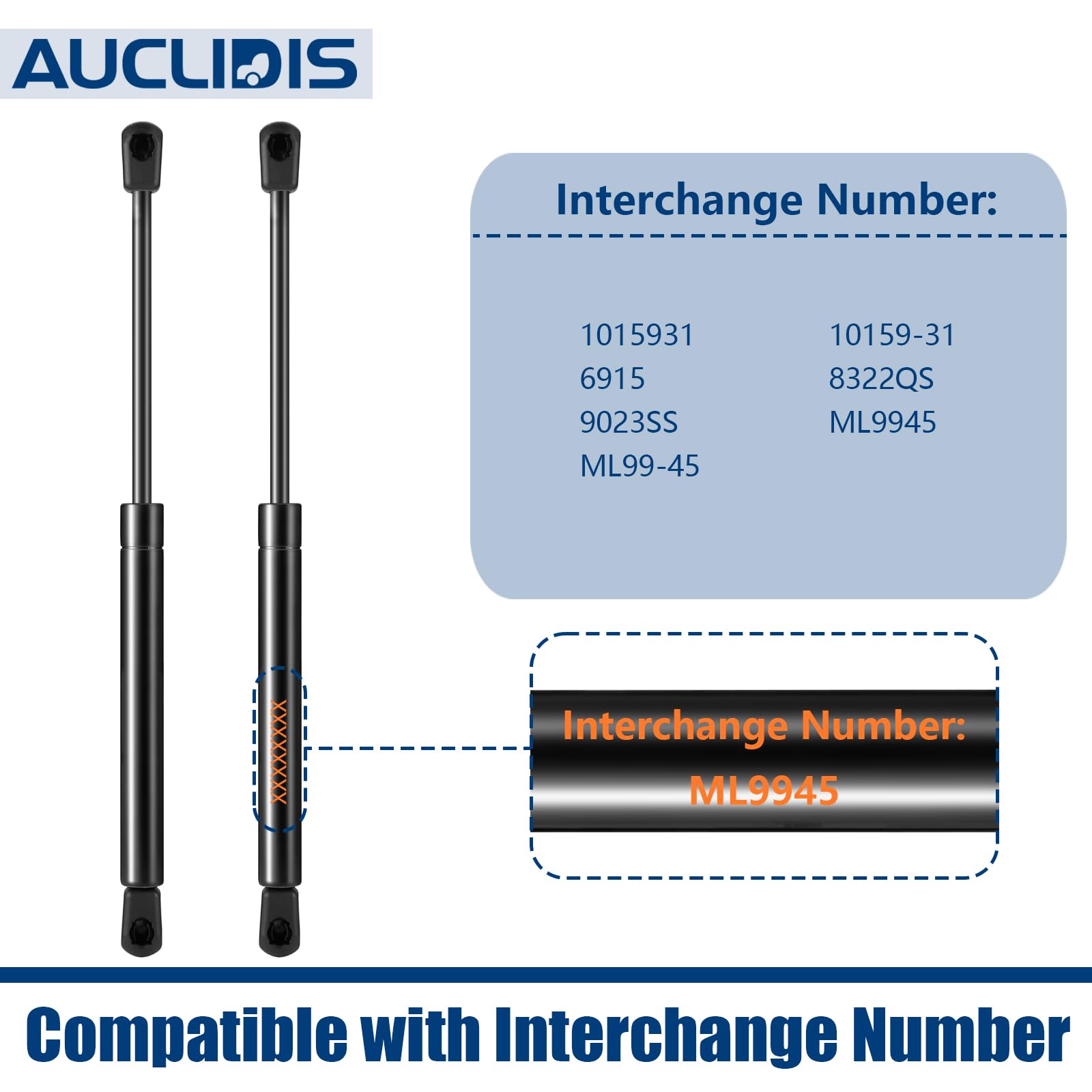 AUCLIDIS ml99-45 gas strut packaging with components