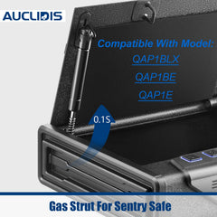 AUCLIDIS gas strut close-up showing 80N force rating.