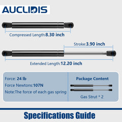 AUCLIDIS tool-box 12in gas strut provides steady lift for secure compartments.