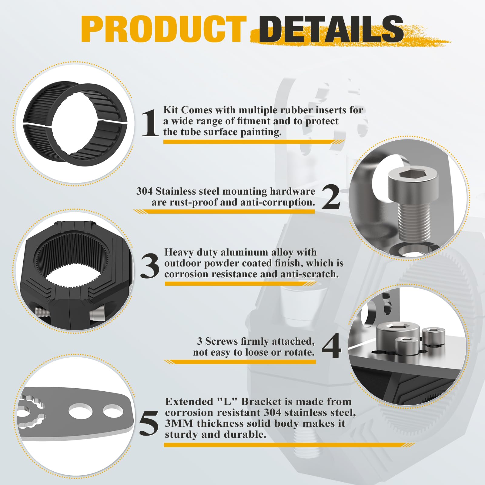 Audak powder-coated aluminum body supports outdoor use