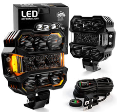 AUDEXEN 4.5-inch LED pod light with amber marker for off-road visibility.