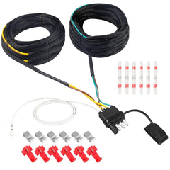 Aufind 30ft four-pin five-wire trailer harness close-up showing durable copper conductors