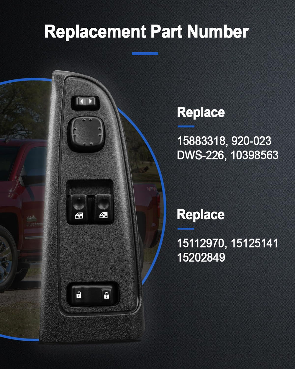 AUGREX window switch bezel closeup in hand showing durable ABS material