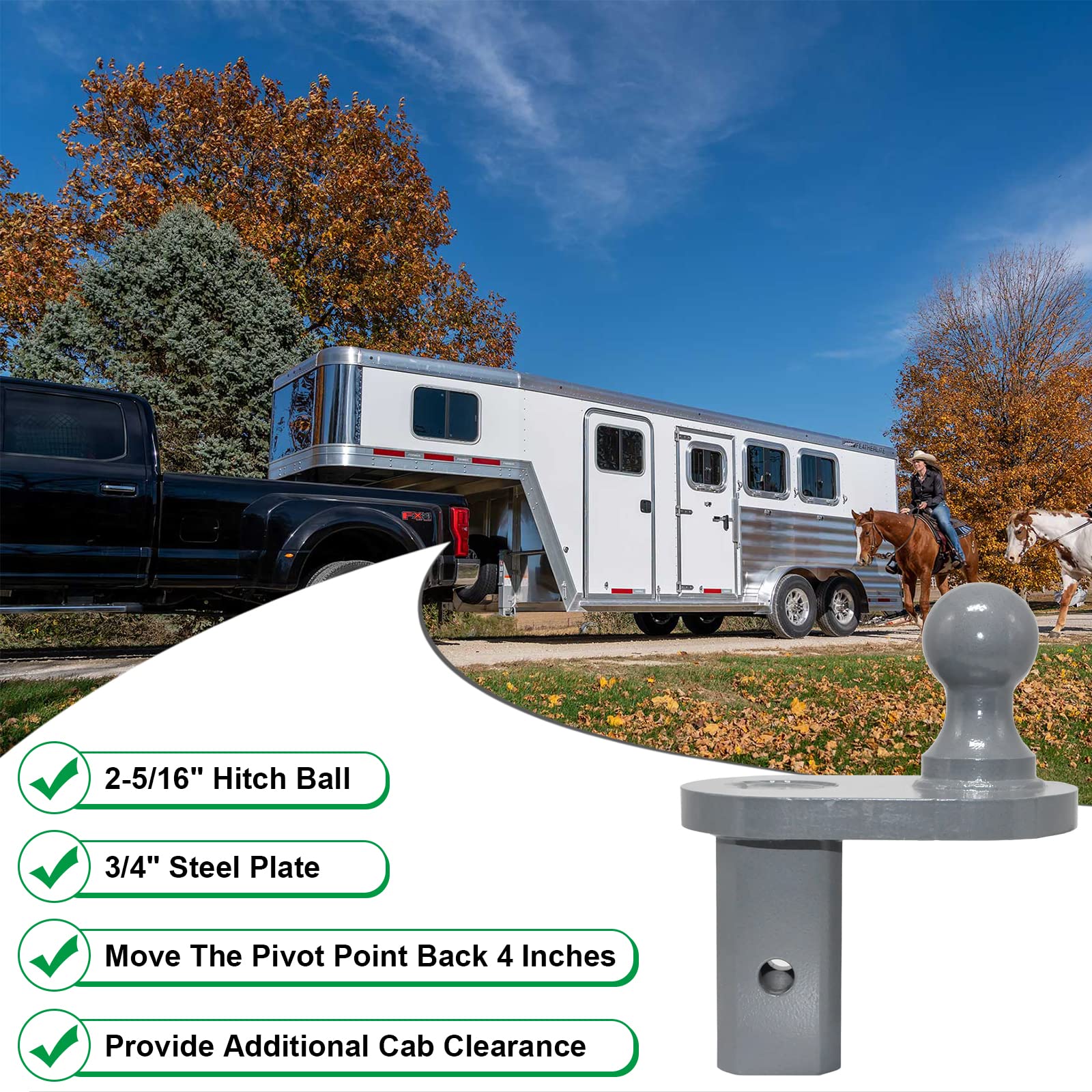 Compatibility with B&W Turnoverball gooseneck hitches for easy, secure setup