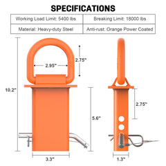 AUH D-ring orange anti-loss pin for quick, secure setup.