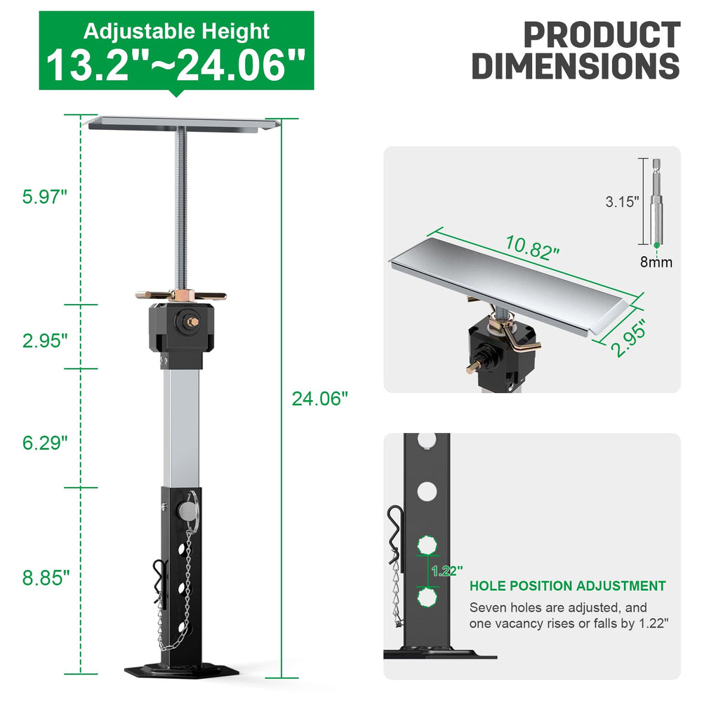 AUH stabilizers deployed on level surface improving RV stability.