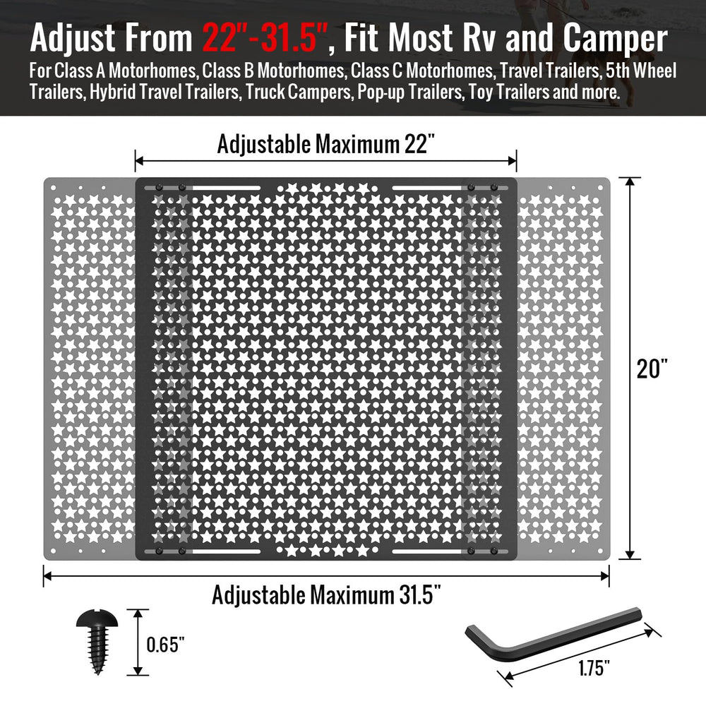 AUH adjustable RV screen door protector spanning 22 to 31.5 inches for diverse doors