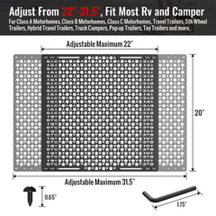 AUH adjustable RV screen door protector spanning 22 to 31.5 inches for diverse doors