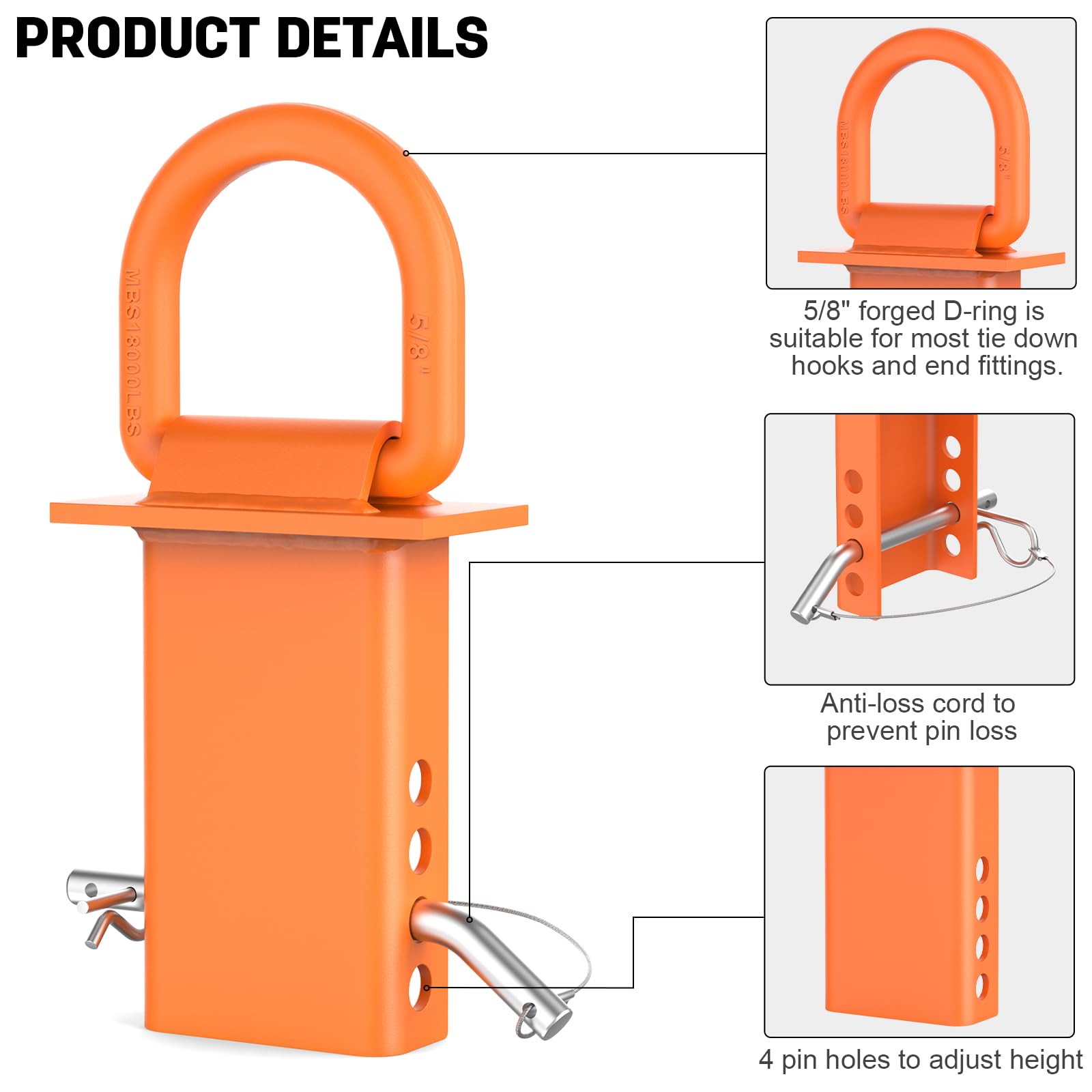 AUH stake-pocket tie-down ring compatible with 2x4 pockets.