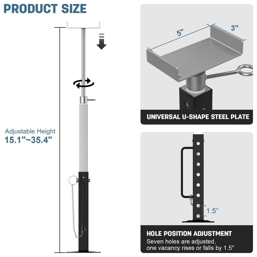 AUH universal u-shape steel plate secures jacks firmly.