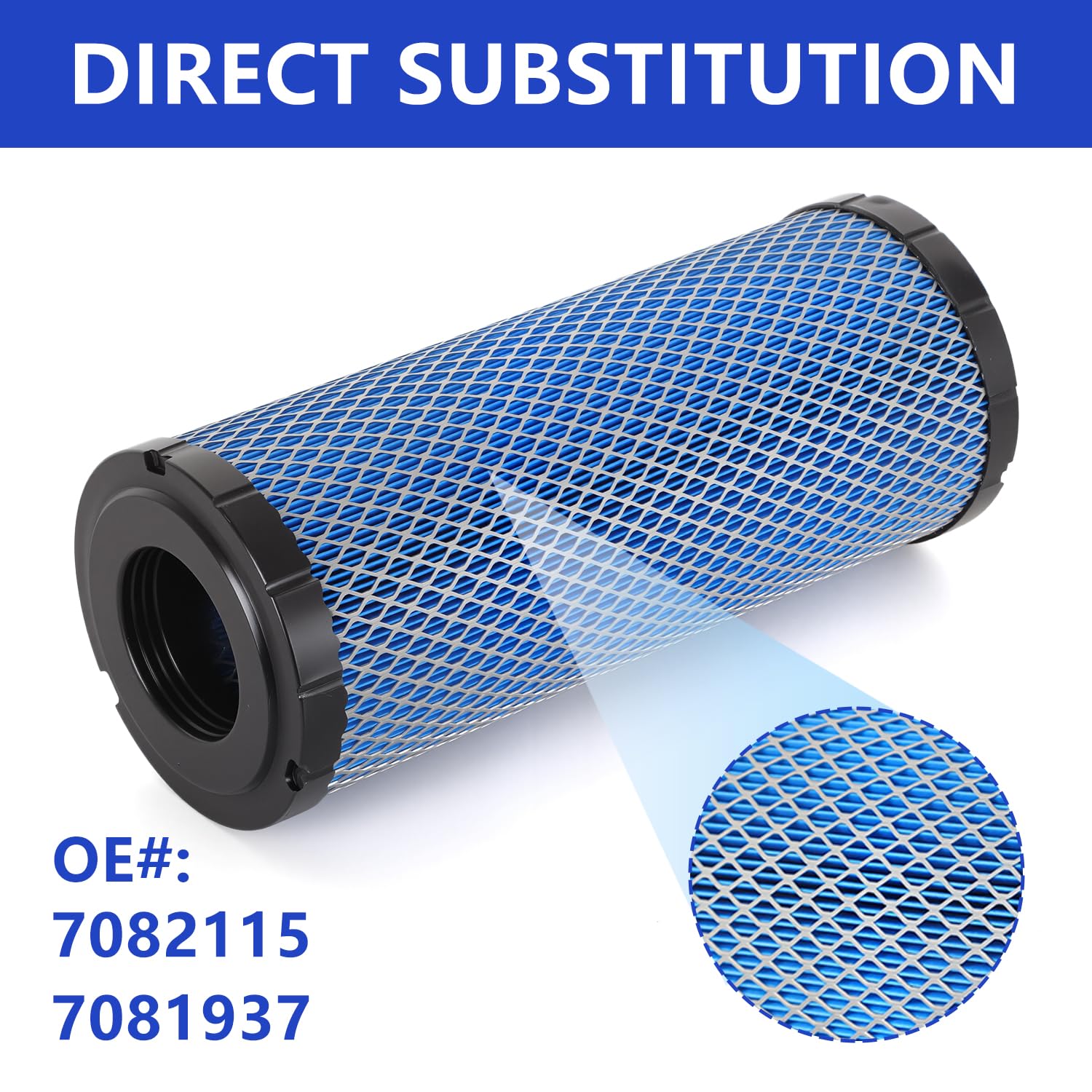 AUIVERED 7082115 air filter packaging close-up highlighting easy replaceability.
